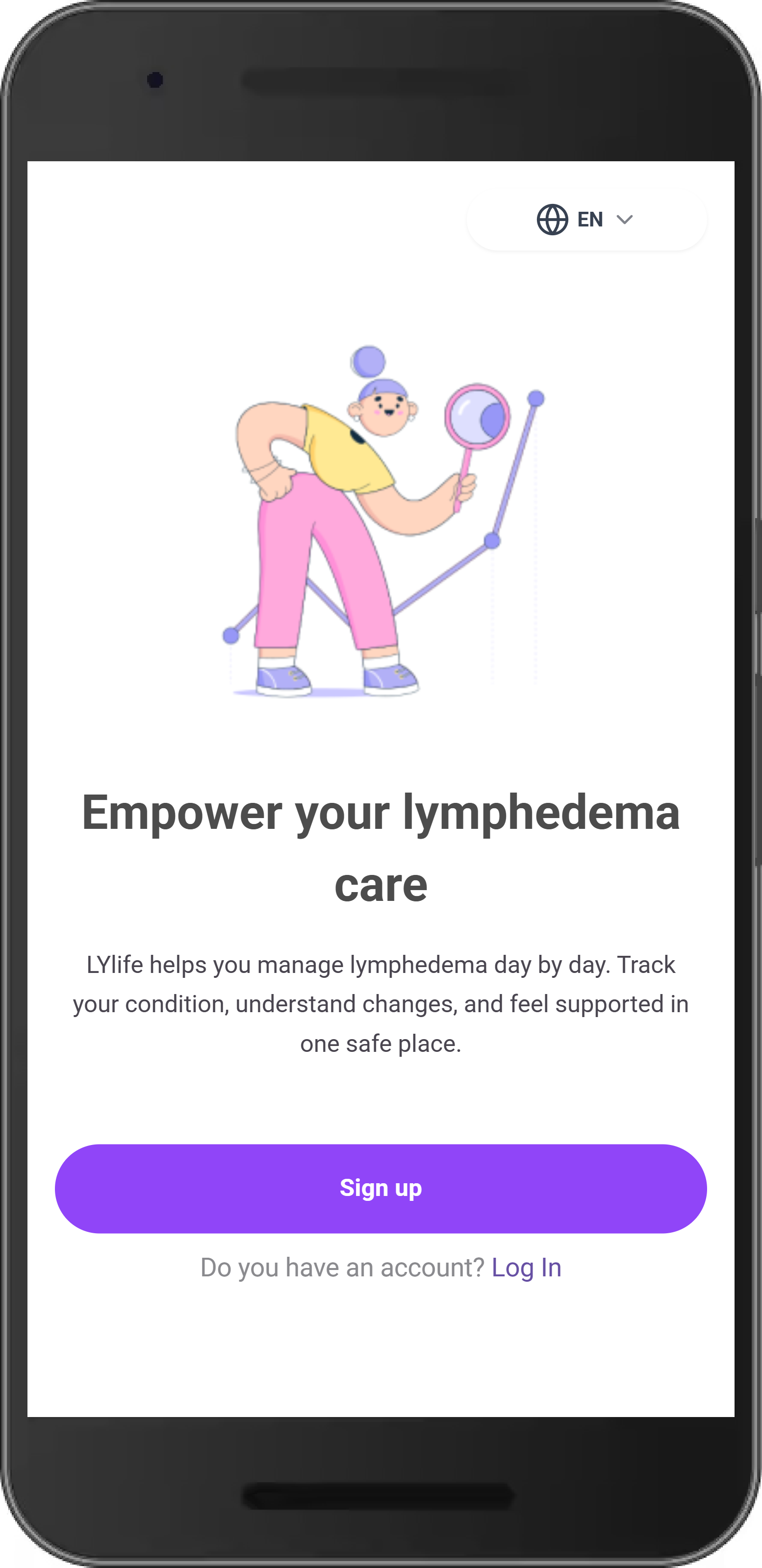 LYlife login screen with email and password fields
